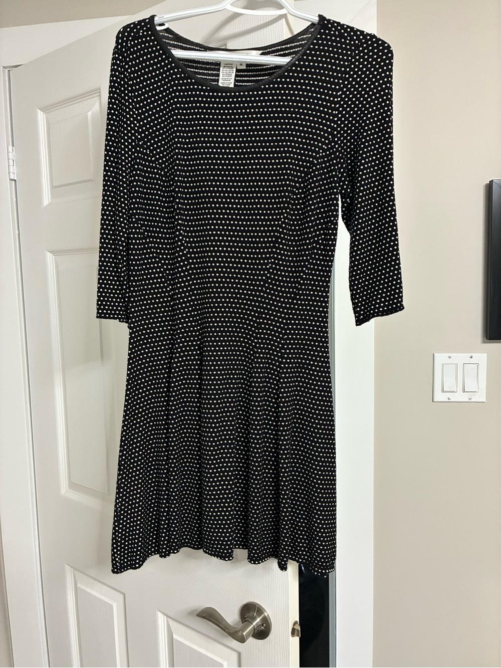 Max Studio Black Dress with White Polka Dots